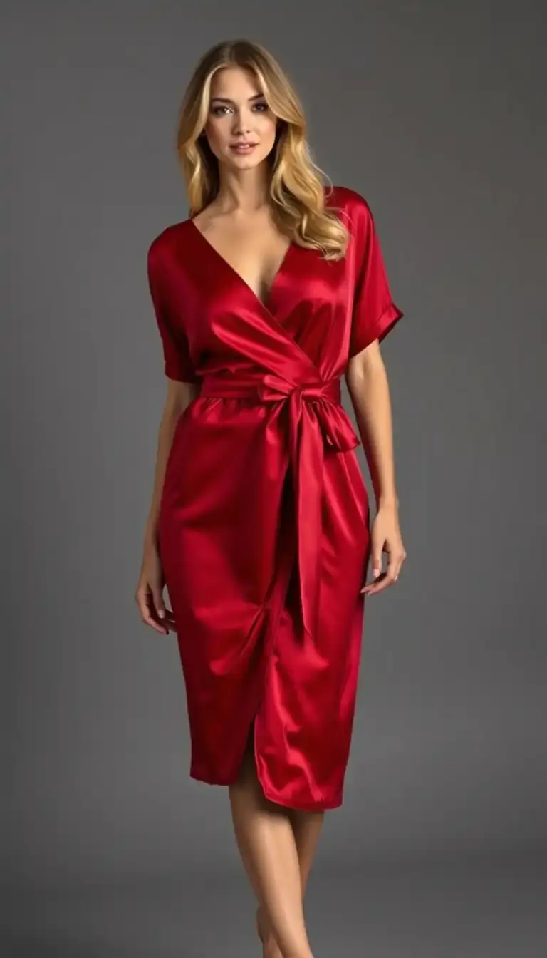Satin Wrap Dress