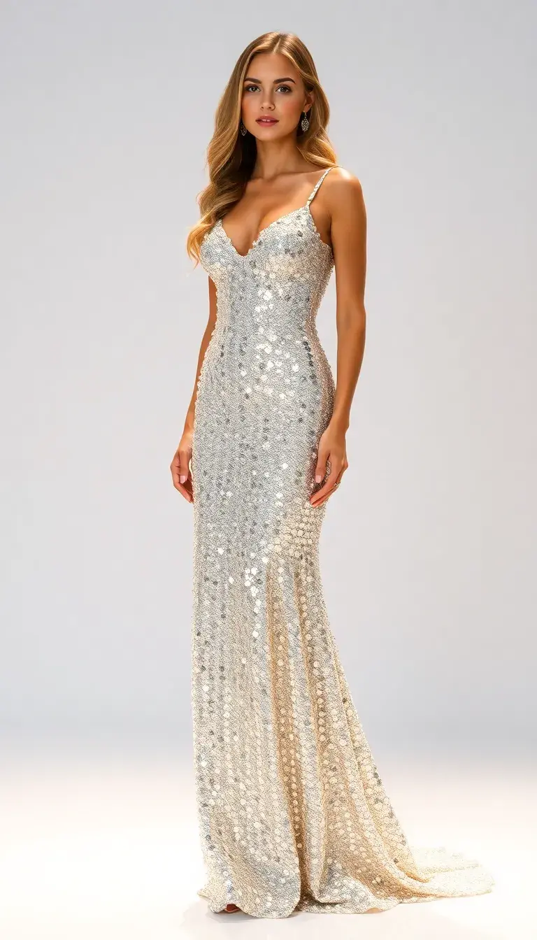 Sequin mermaid dress in silver