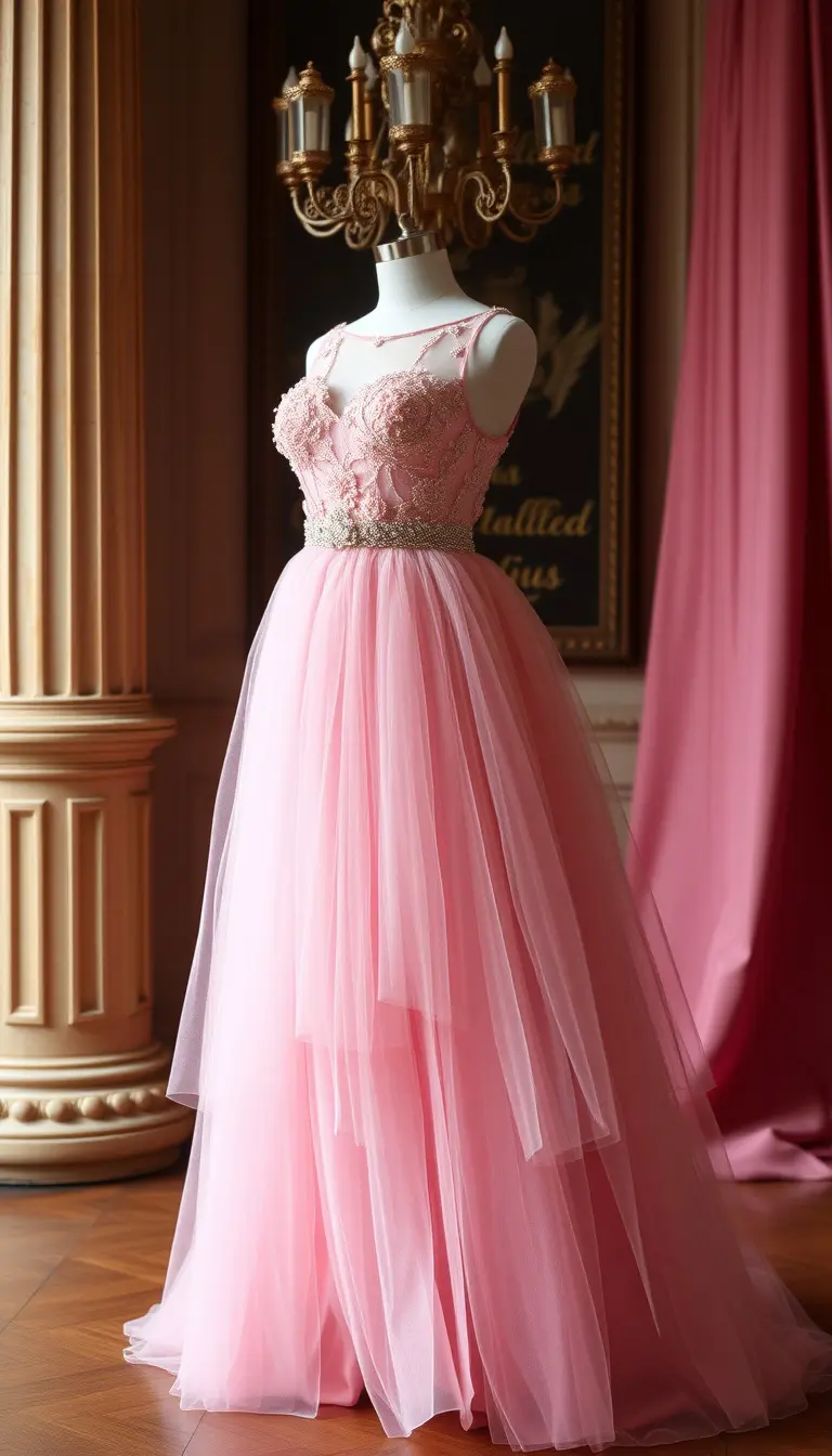 Tulle formal dress in pink