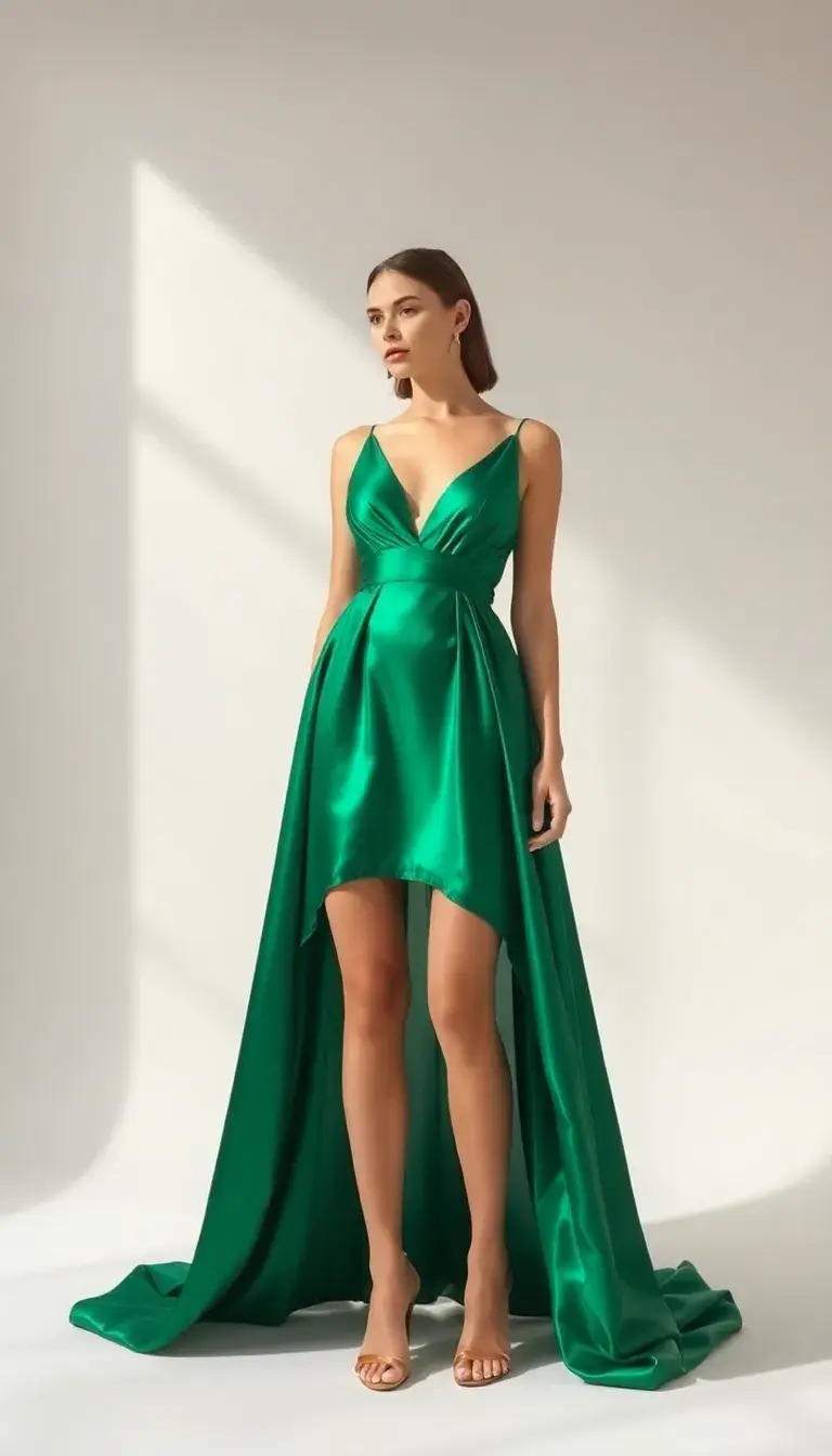 Silk sheath dress in emerald