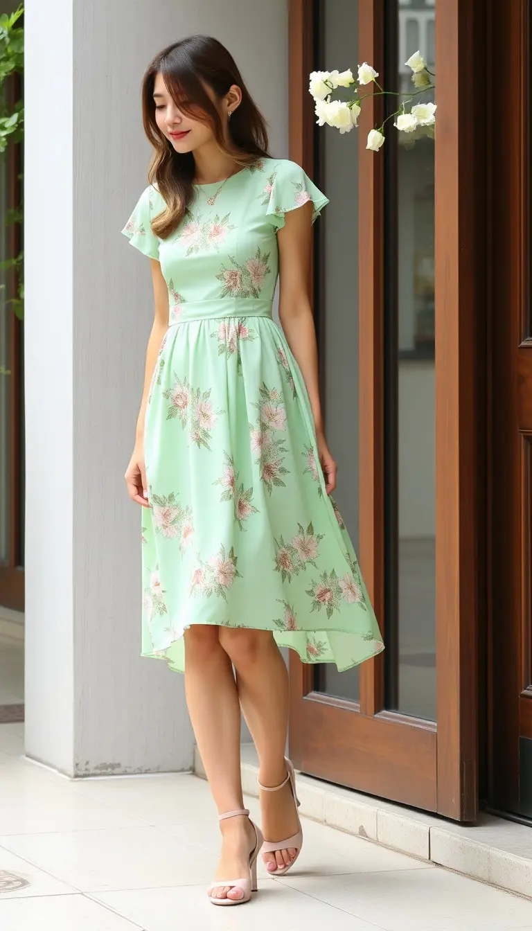 Mint Green Floral Dress