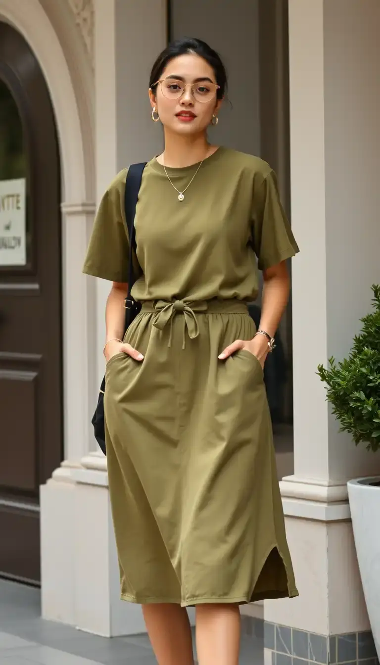 Olive Green Casual Dress