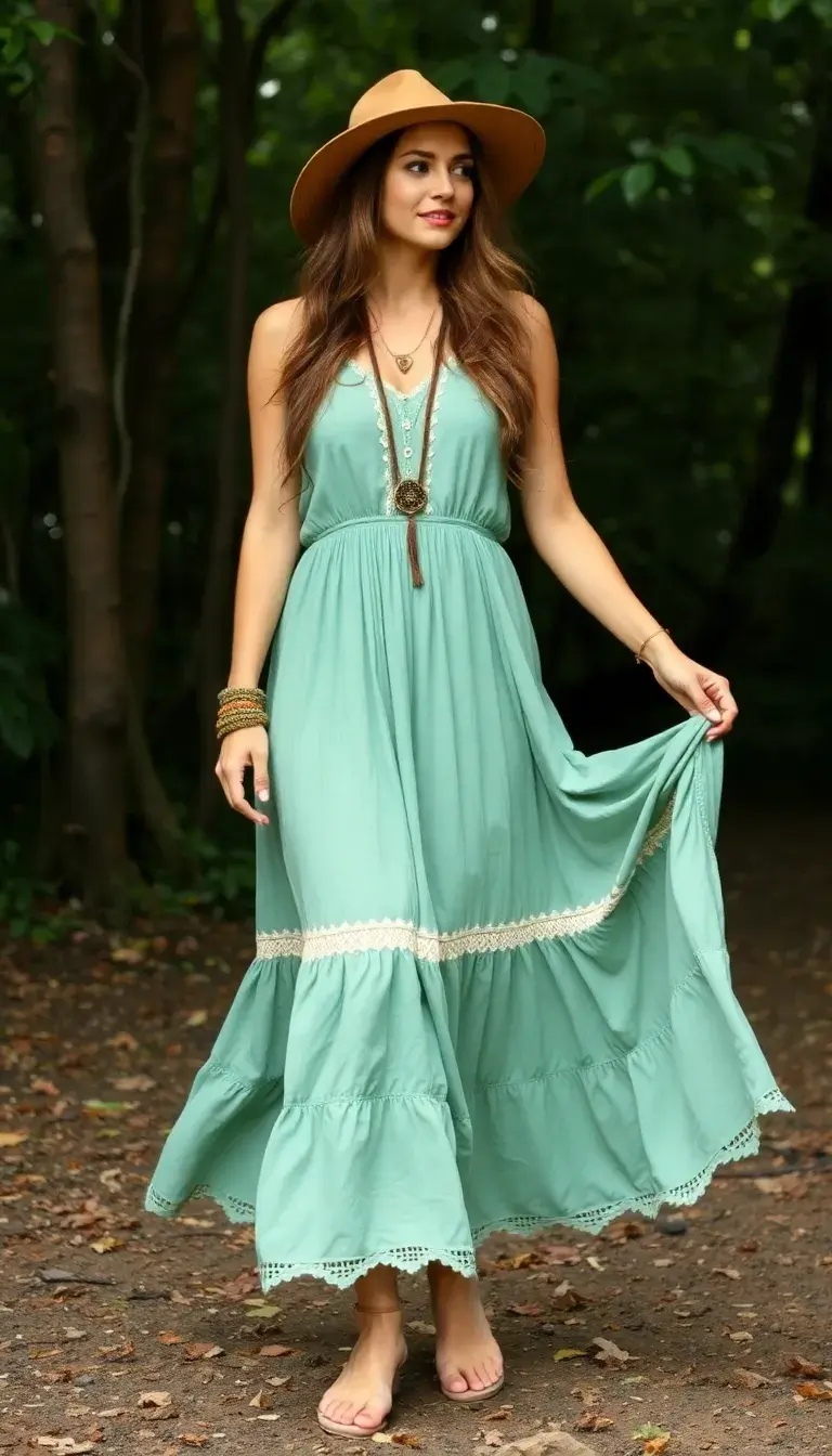 Sage Green Boho Dress