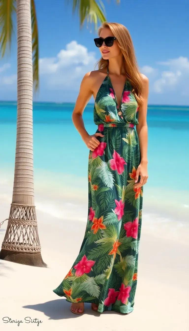 Halter Maxi Dress Tropical