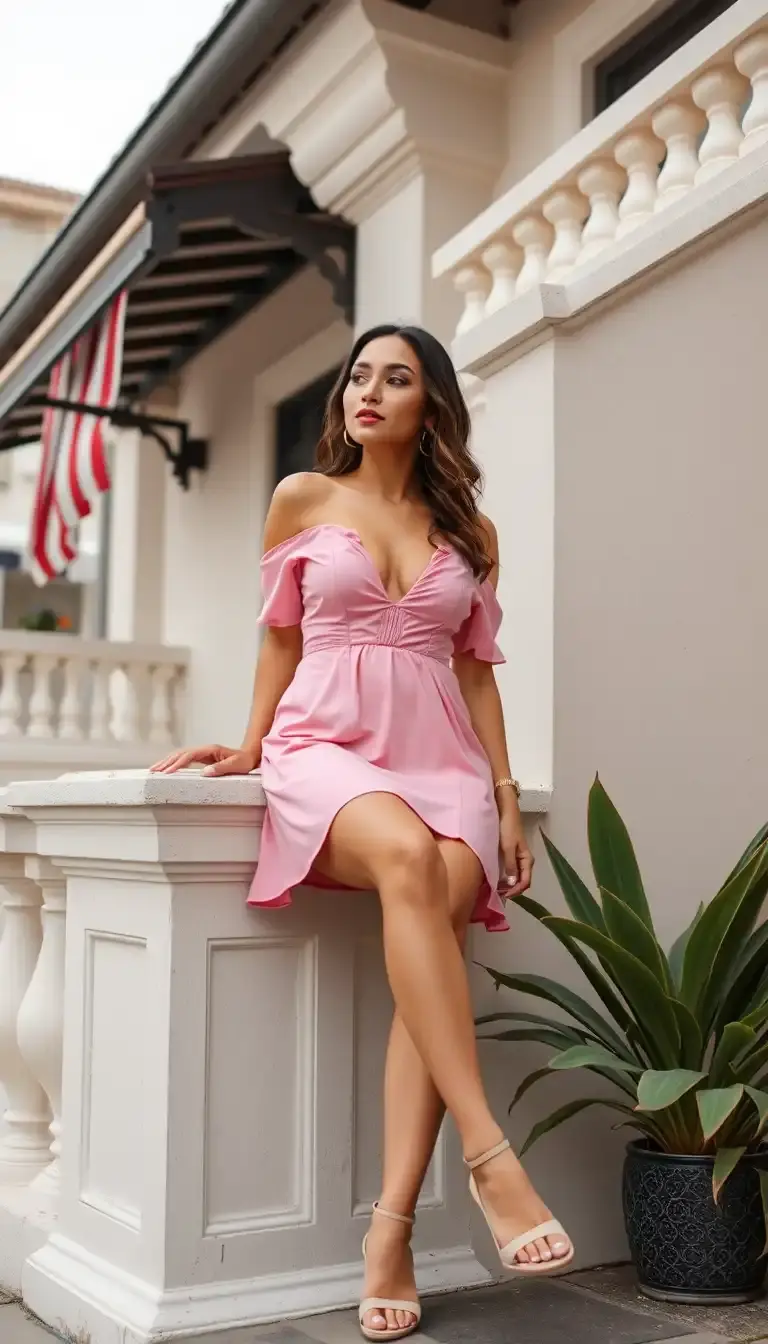 Petite Mini Dress in pink