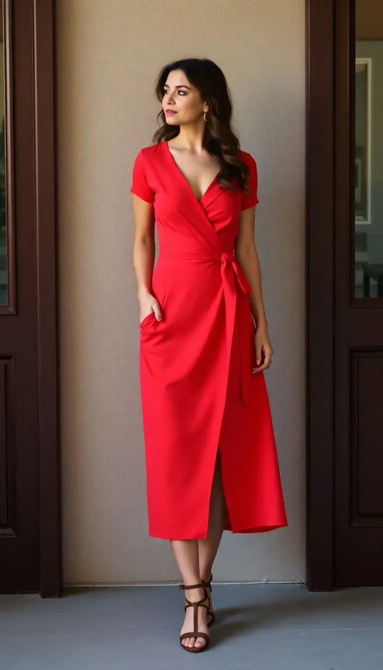 Petite Wrap Dress in red
