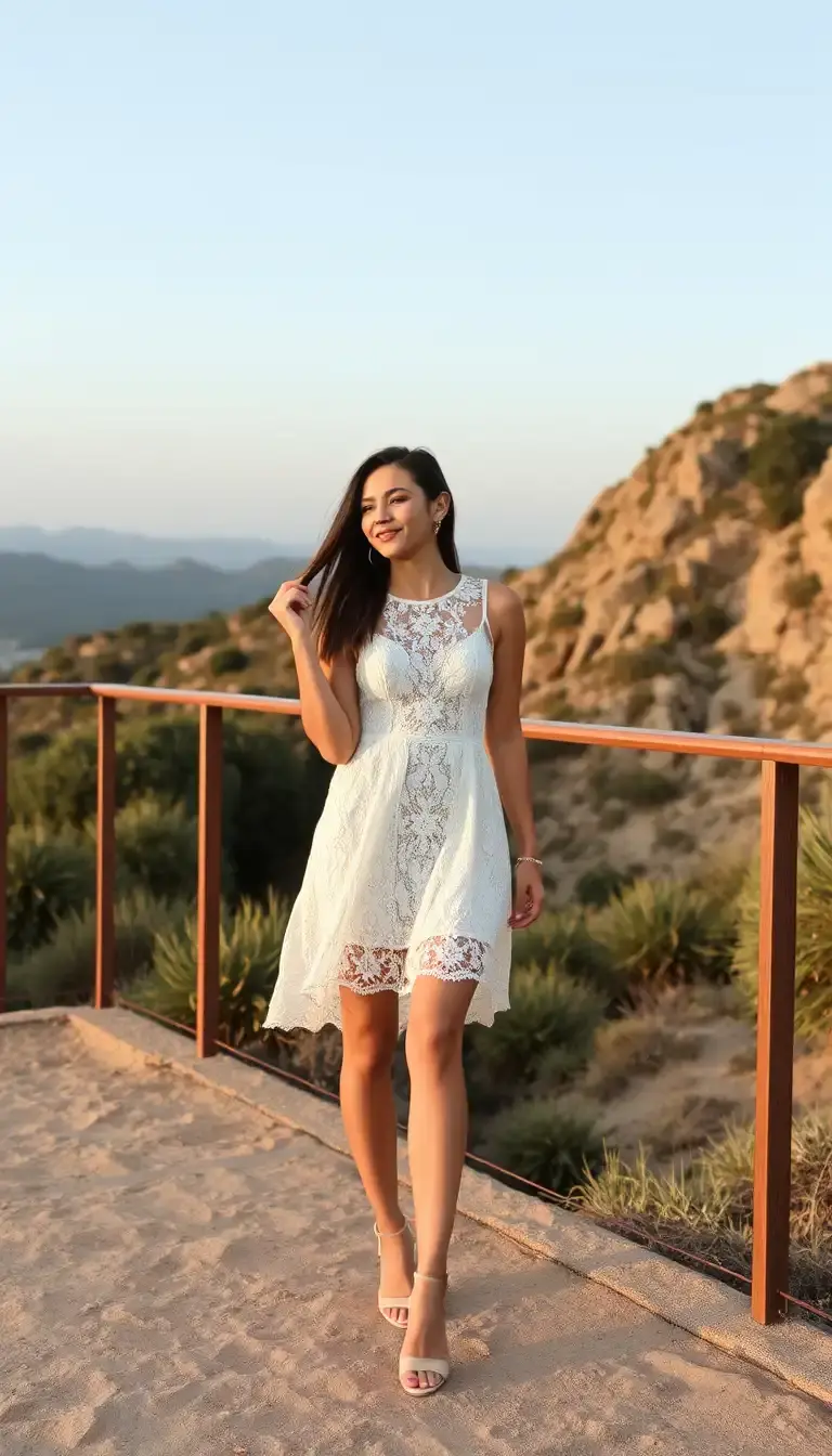 Petite Lace Dress in white