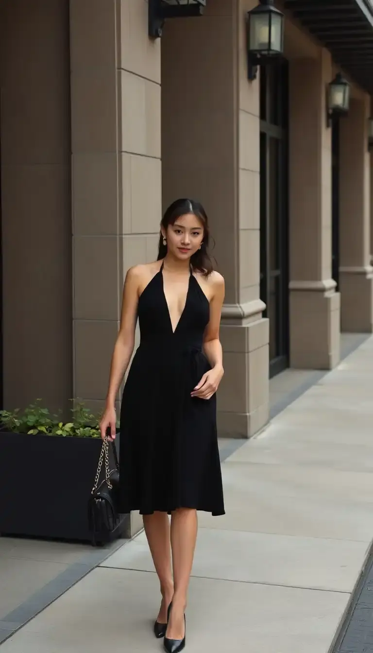 Petite Halter Dress in black