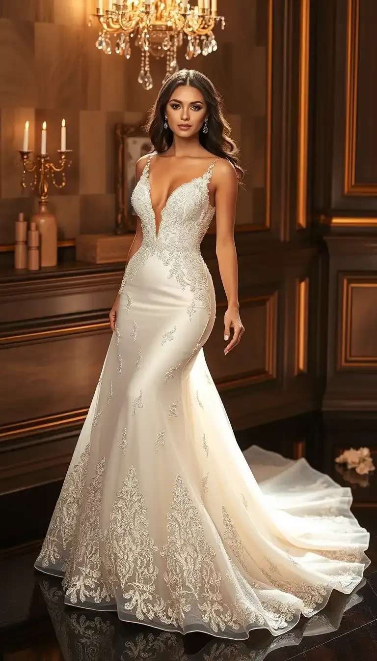 Pearl White Evening Gown