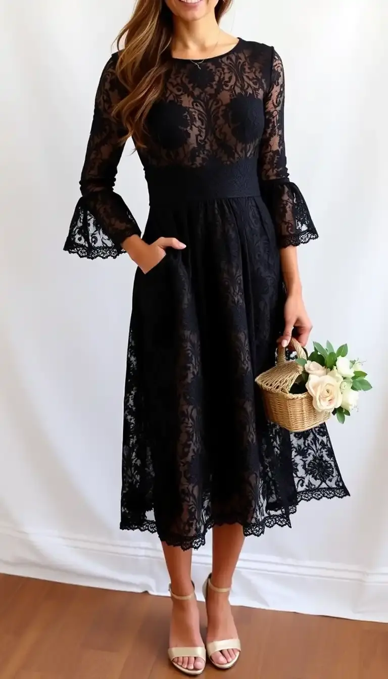 Lace Baby Shower Midi Dress