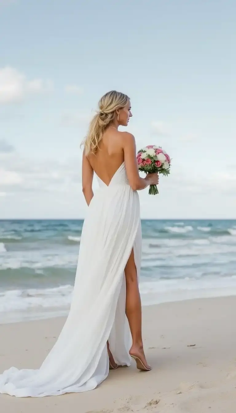 Halter beach wedding dress