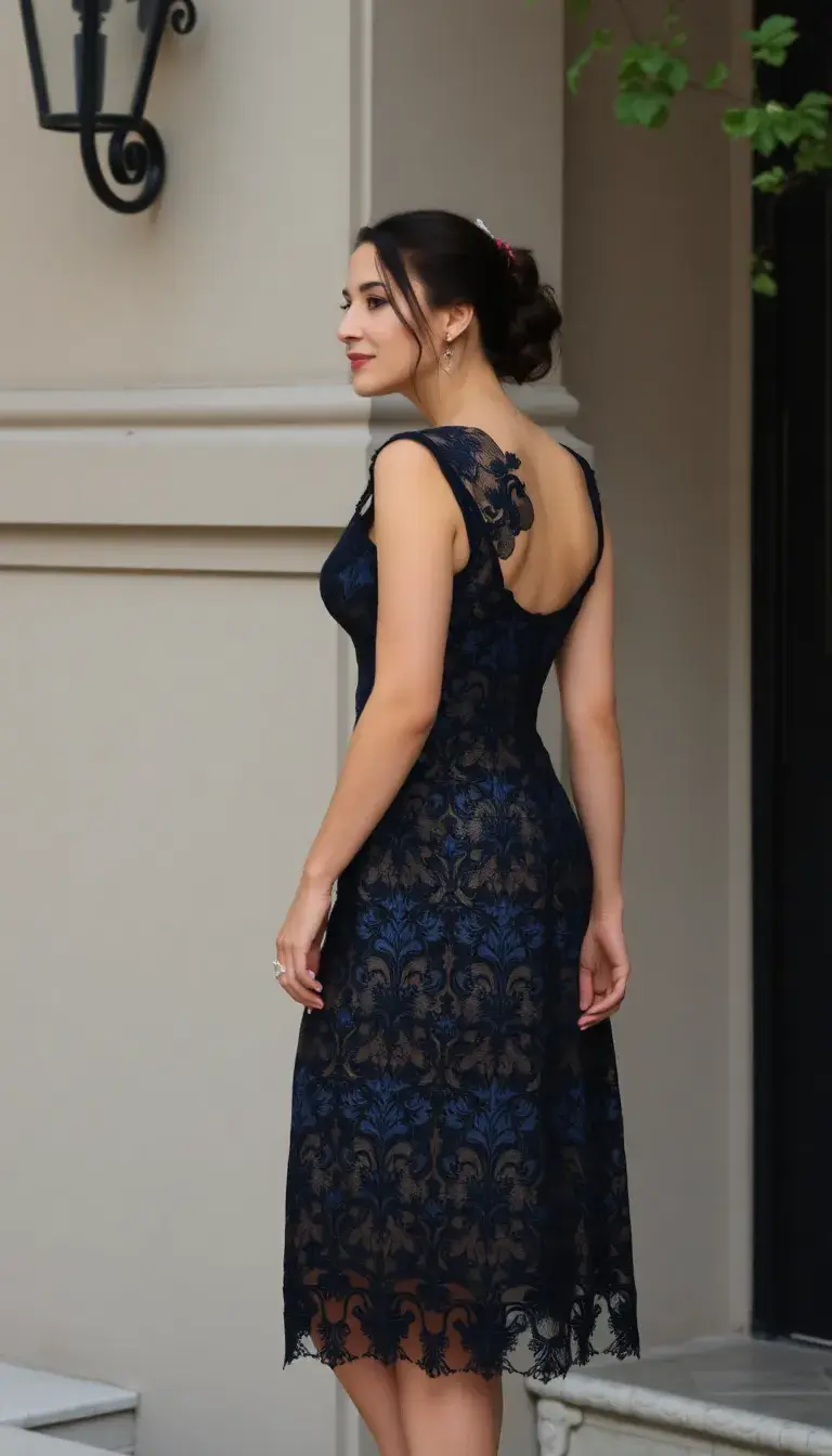 Black and Blue Lace Dress
