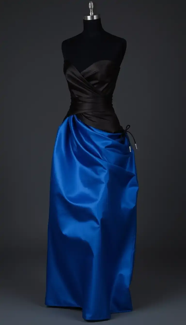 Black and Blue Satin Dress