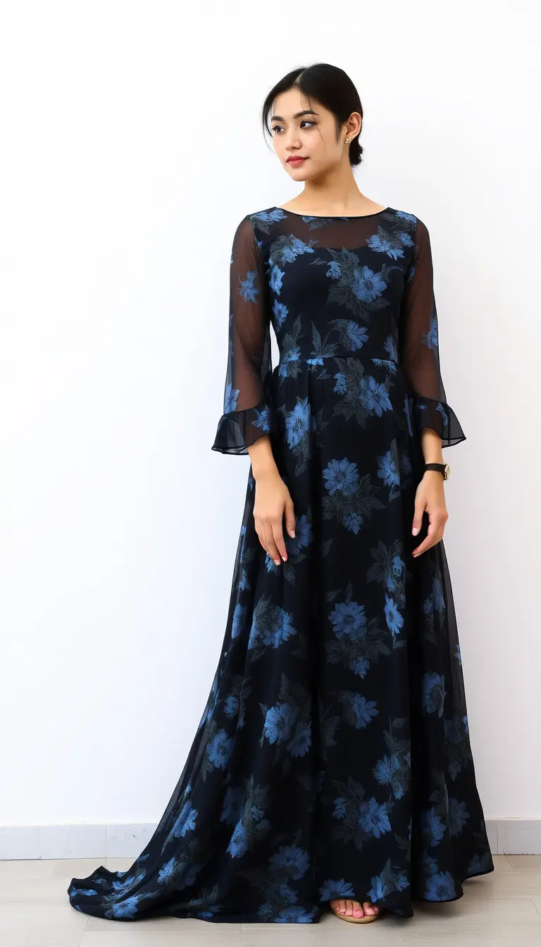 Black and Blue Floral Dress