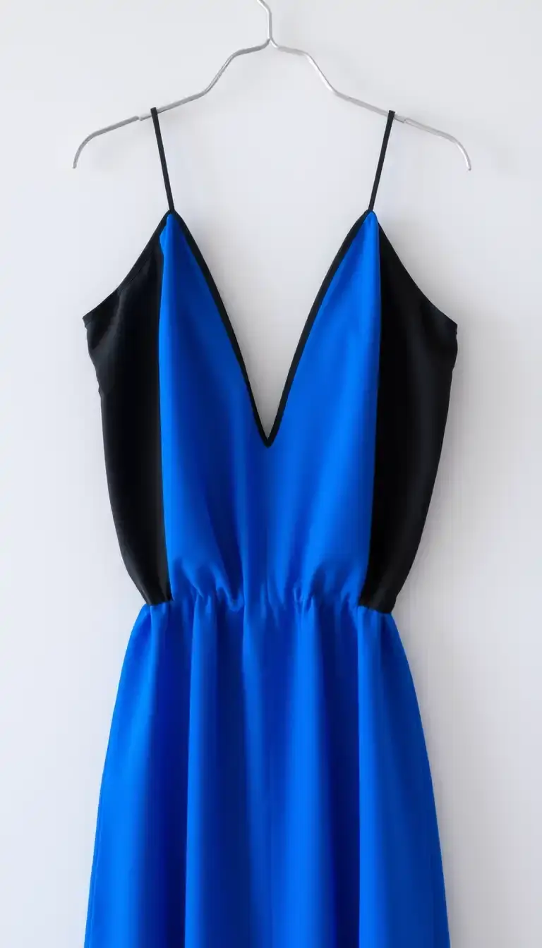 Black and Blue Halter Dress