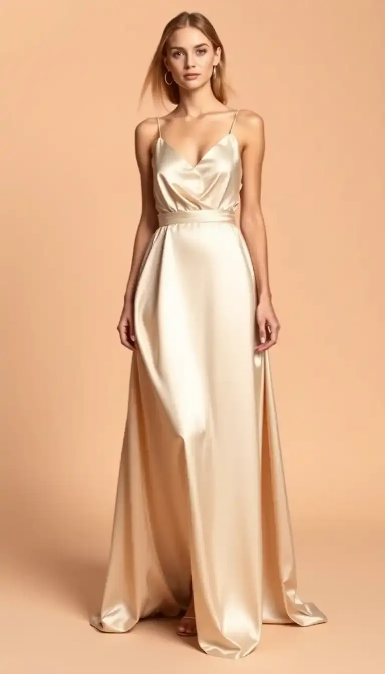 Satin Maxi Dress with spaghetti straps