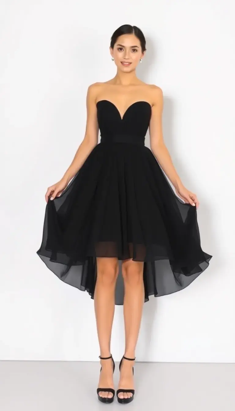 Black formal chiffon dress