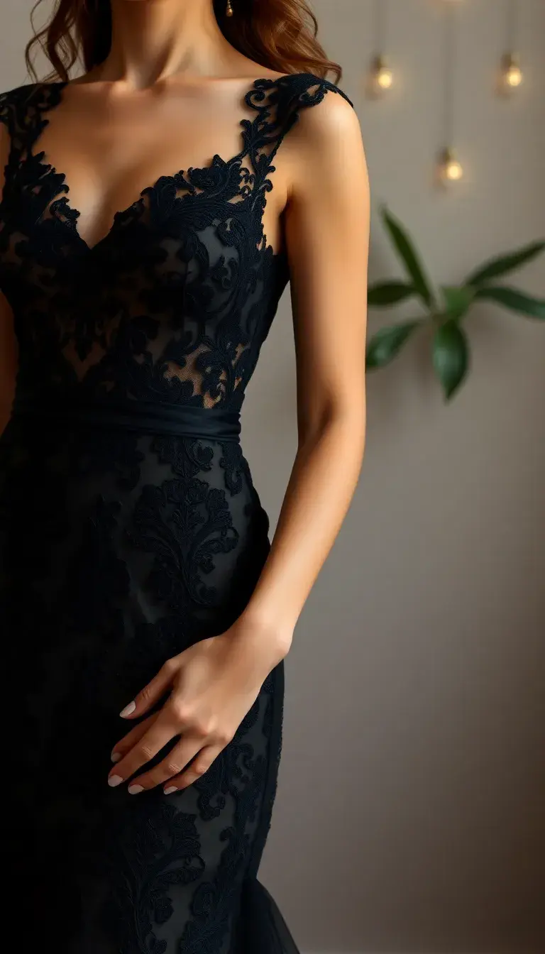 Black formal lace dress