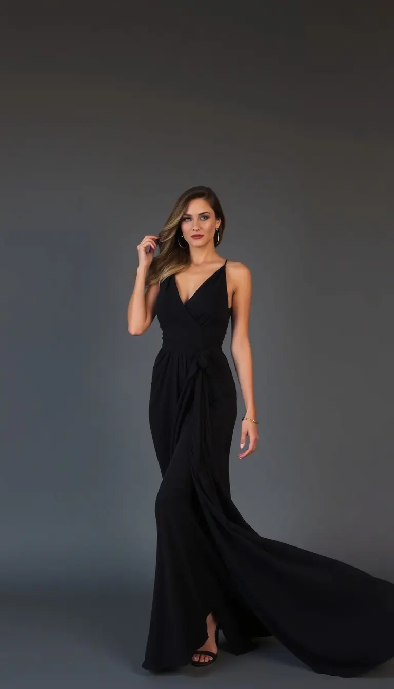 Wrap Black Maxi Dress
