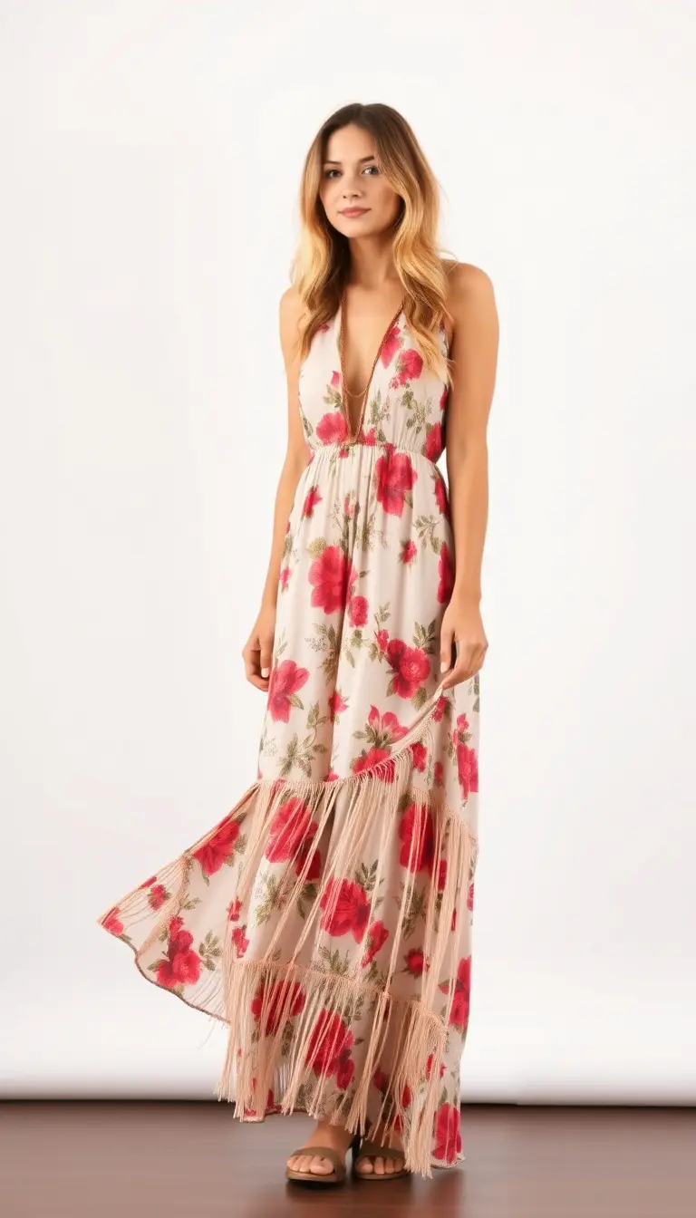 Floral Boho Maxi with fringe