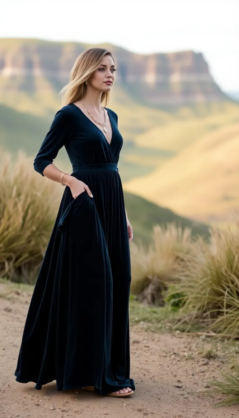 Velvet boho maxi dress