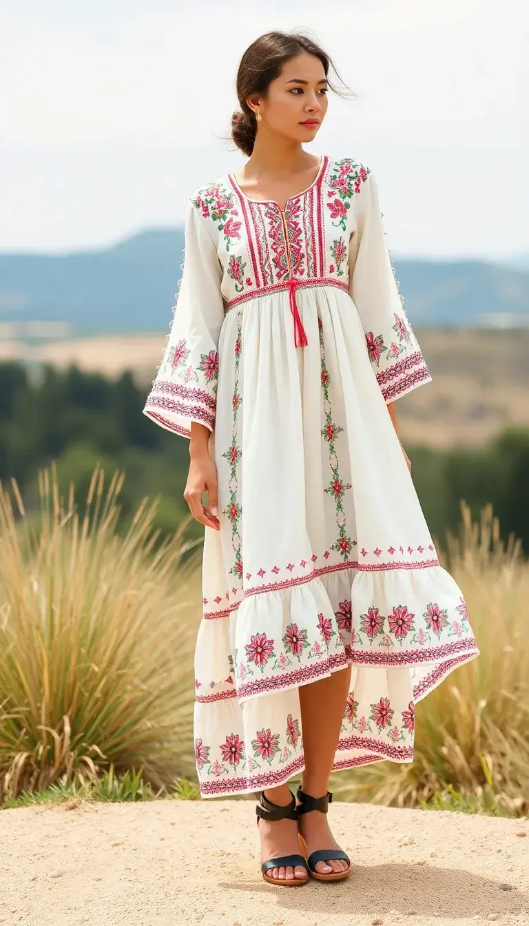 Embroidered boho dress