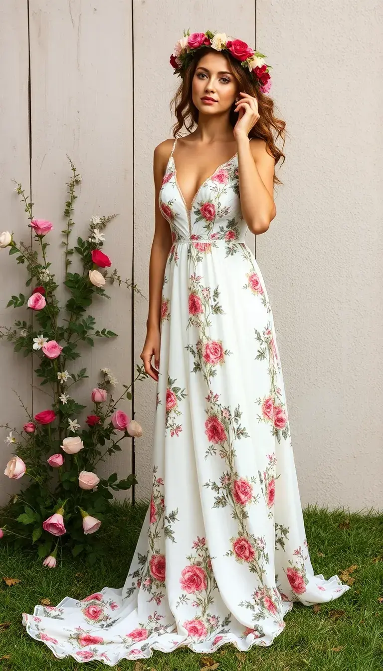 Floral Boho Wedding Dress