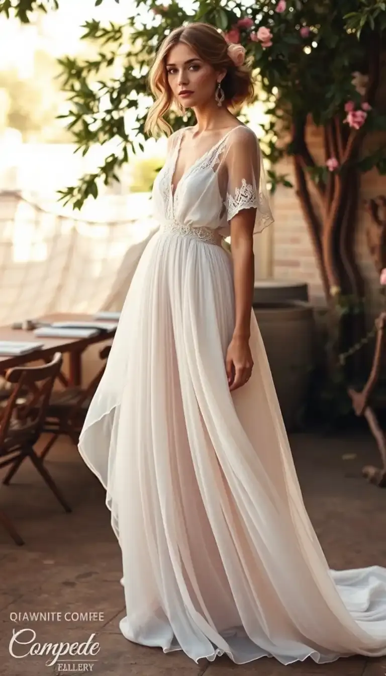 Chiffon Boho Wedding Dress