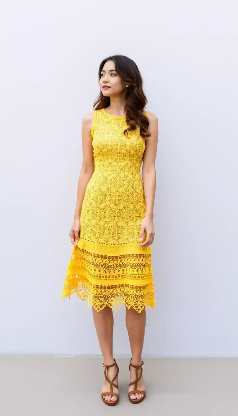 Yellow Crochet Lace Dress