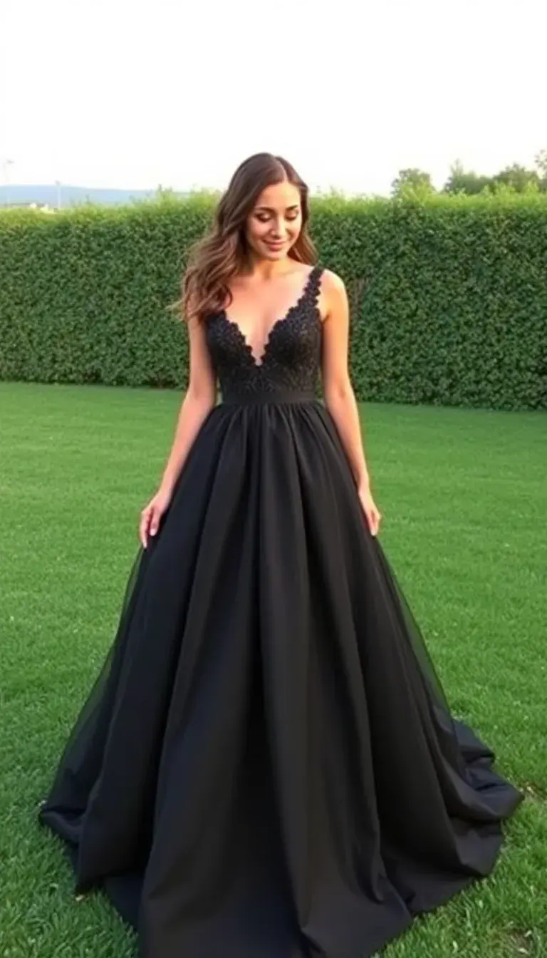 Black Prom A-Line Dress