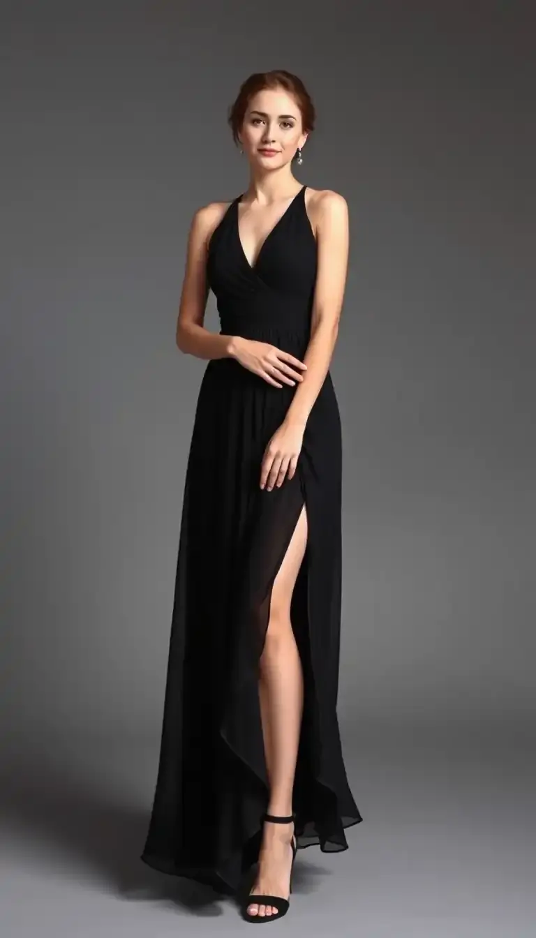 Black Prom Chiffon Dress