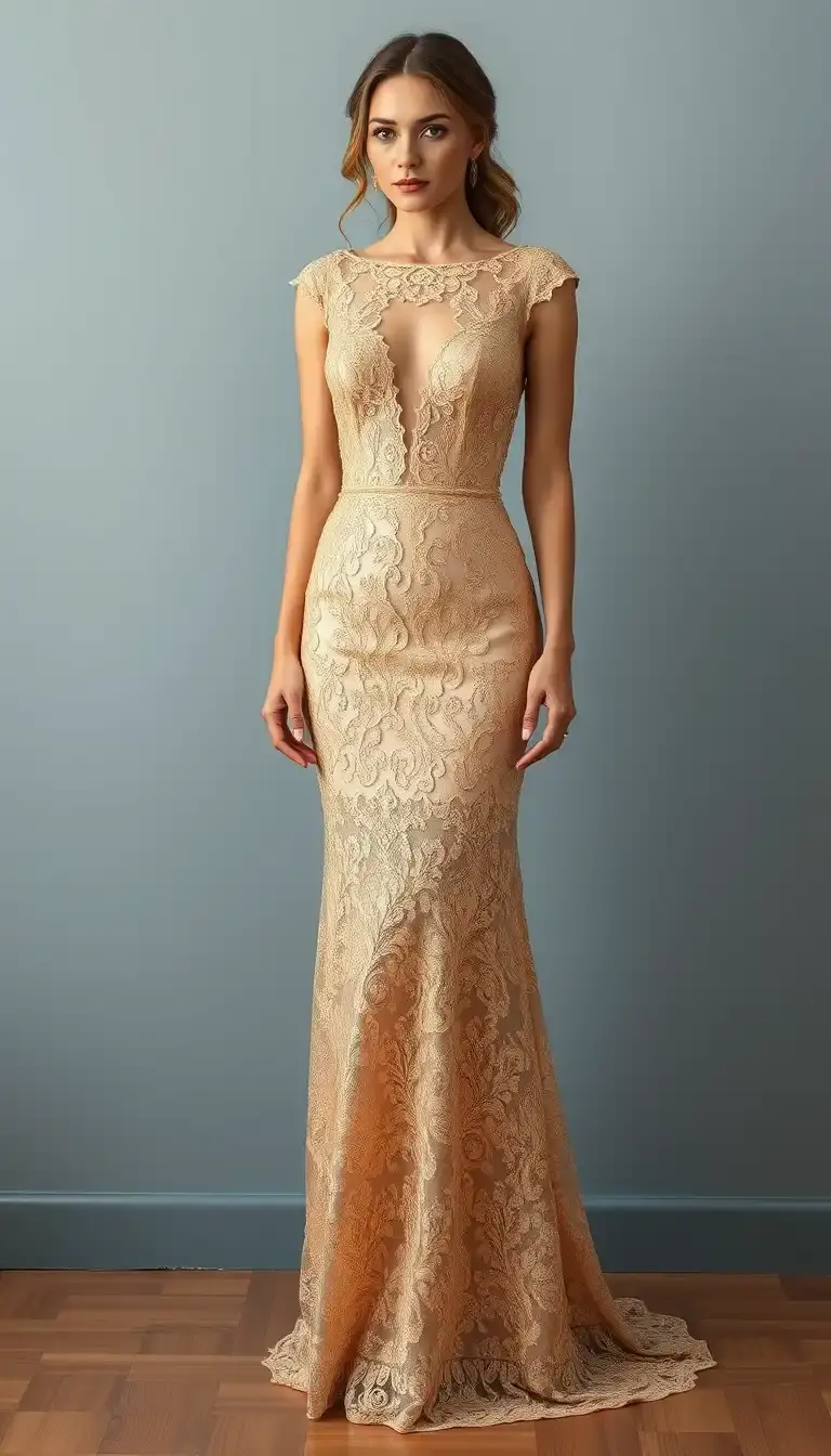 Gold Prom Lace dress