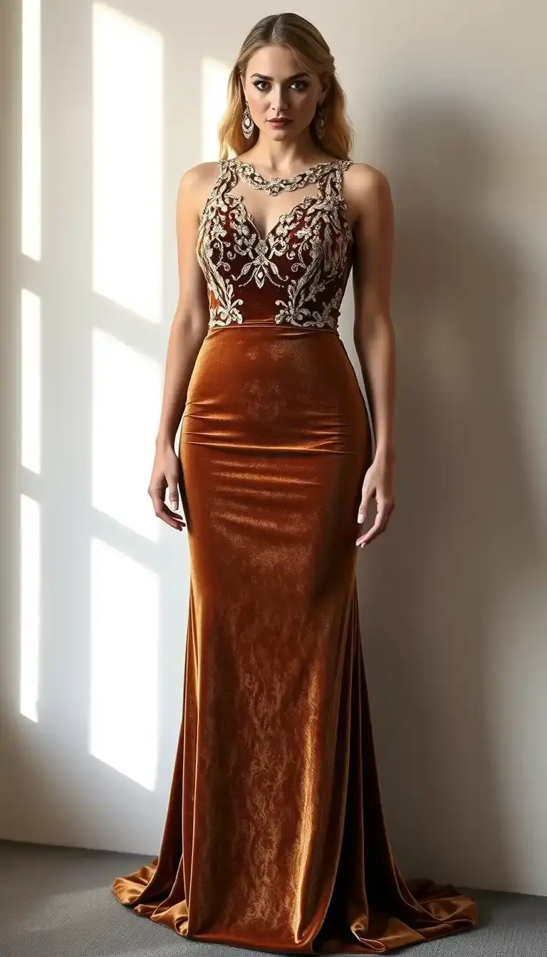 Gold Prom Velvet dress