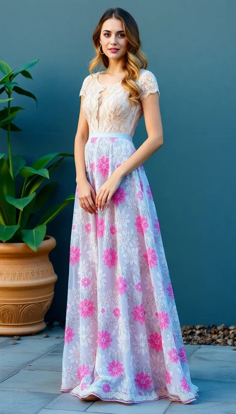 Lace Floral Maxi Dress