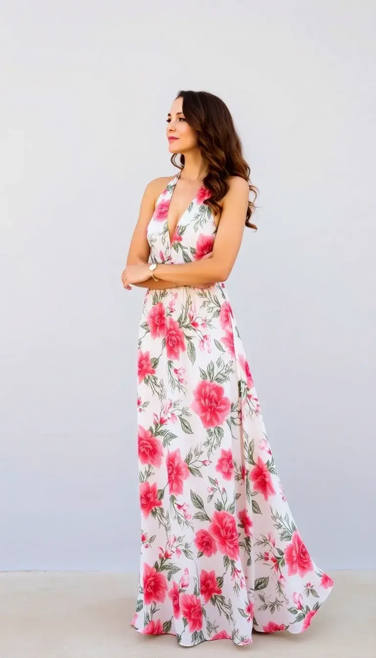Halter Floral Maxi Dress
