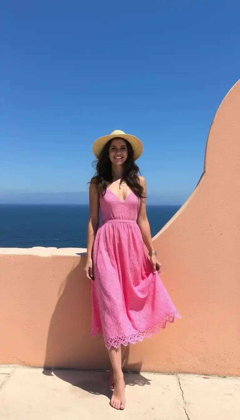 a pink lace sundress