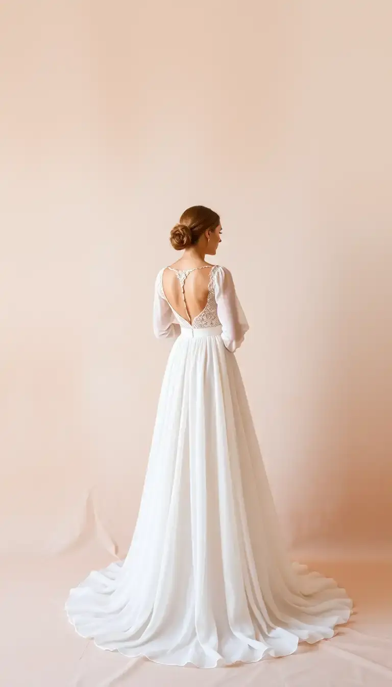 Chiffon Long Sleeve Wedding Dress