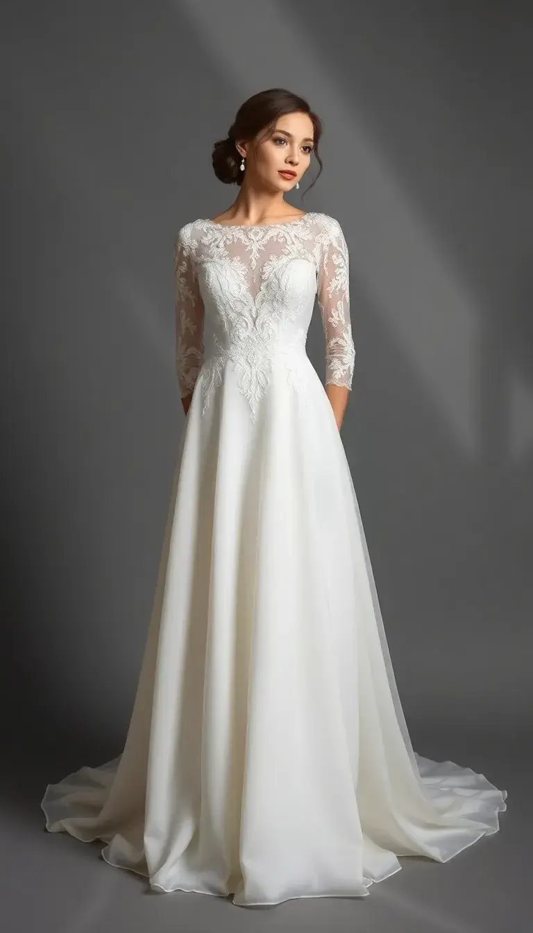 A-Line Long Sleeve Wedding Dress