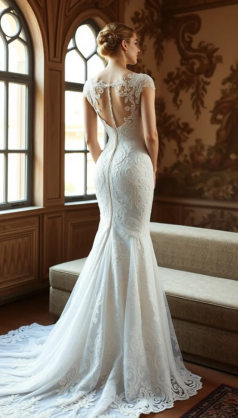 Lace Mermaid Wedding Dress with Train