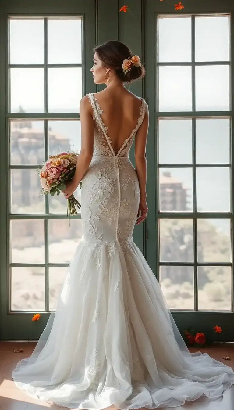 Floral Mermaid Wedding Dress