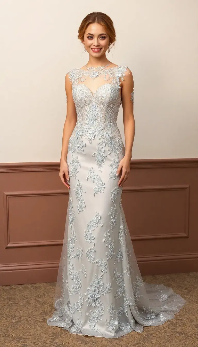 Beaded Mother Bride Gown