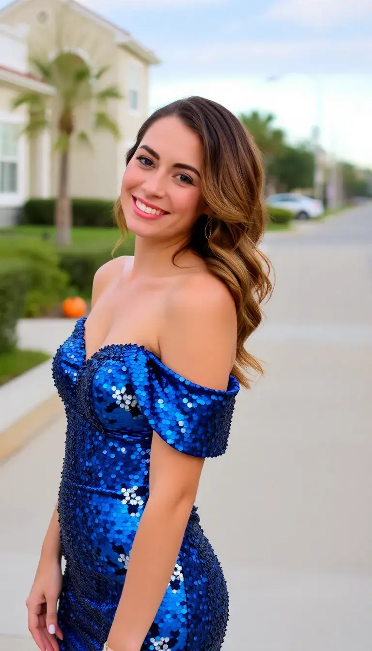 Off the shoulder sequin dress