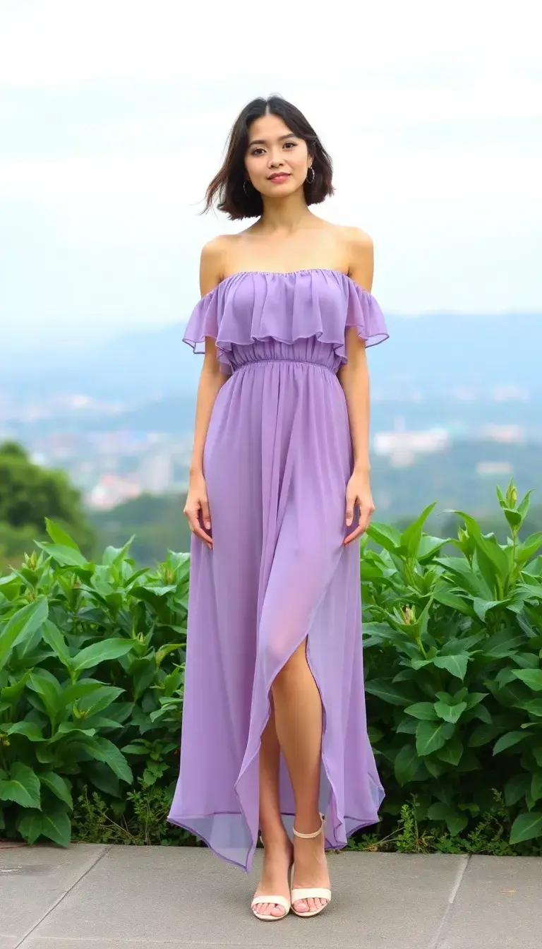 Off the shoulder chiffon dress