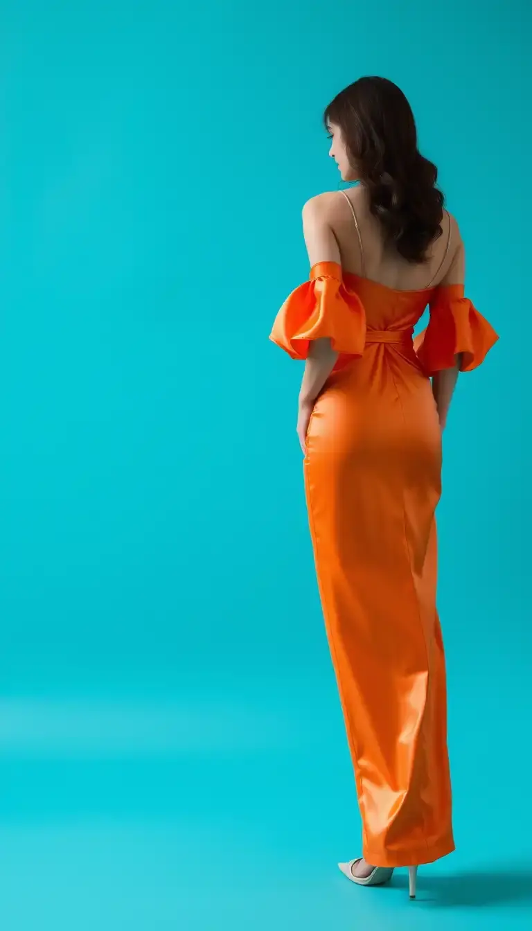 Orange Satin Dress