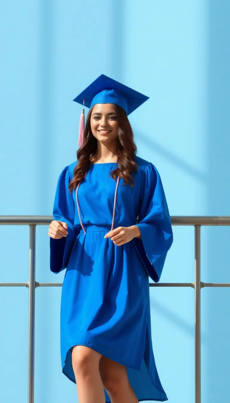 A-line graduation dress in blue