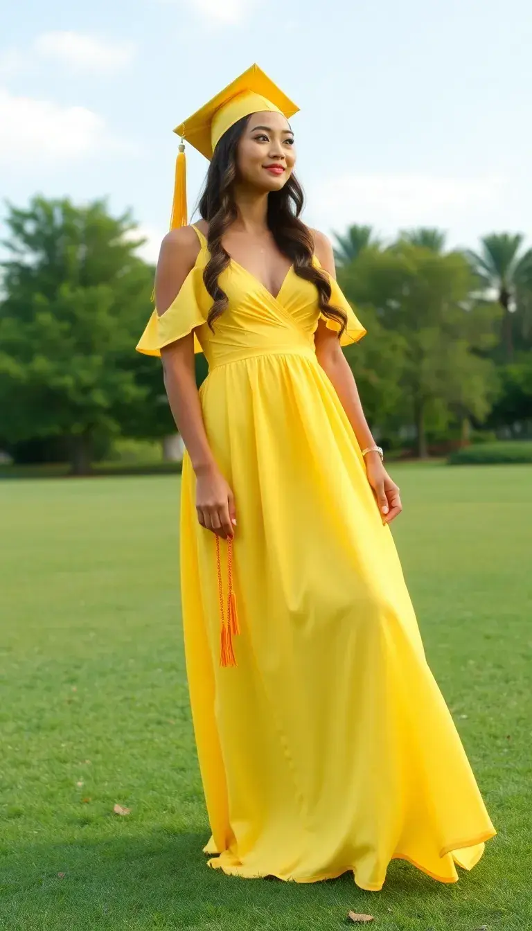 Maxi graduation dress in yellow