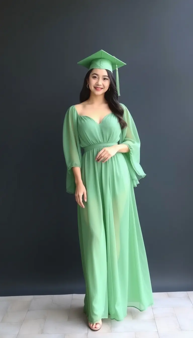 Chiffon graduation dress in green