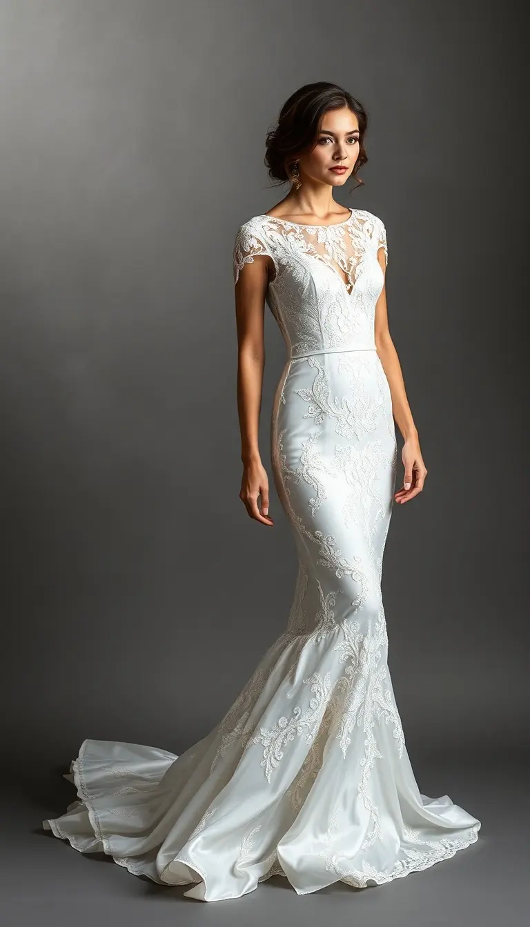 Silk lace dress in white