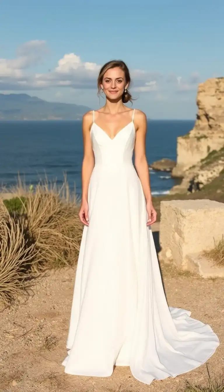 Simple slip wedding dress