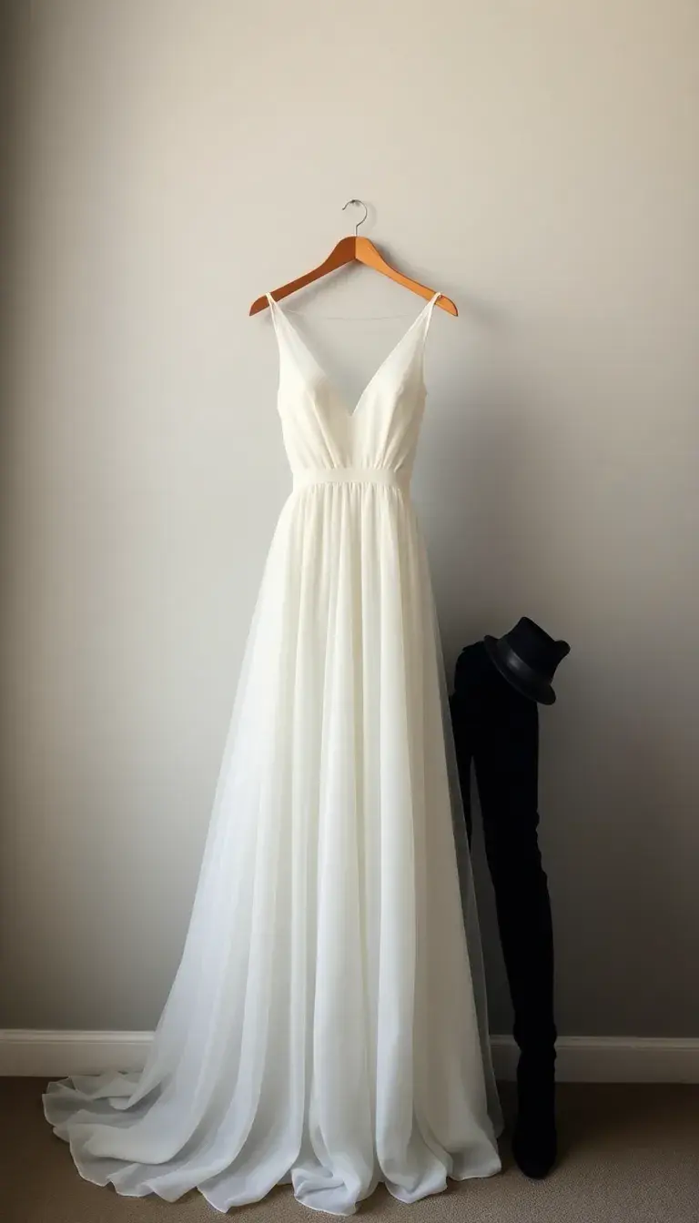 Simple chiffon wedding dress